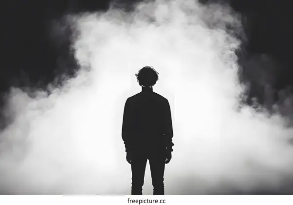 Man Silhouette in the Smoke