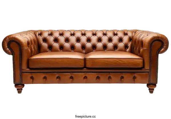 [Transparent Background PNG]Classic Chesterfield Leather Sofa Design