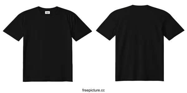 [Transparent Background PNG]Blank Black T-Shirt Mockup Front and Back