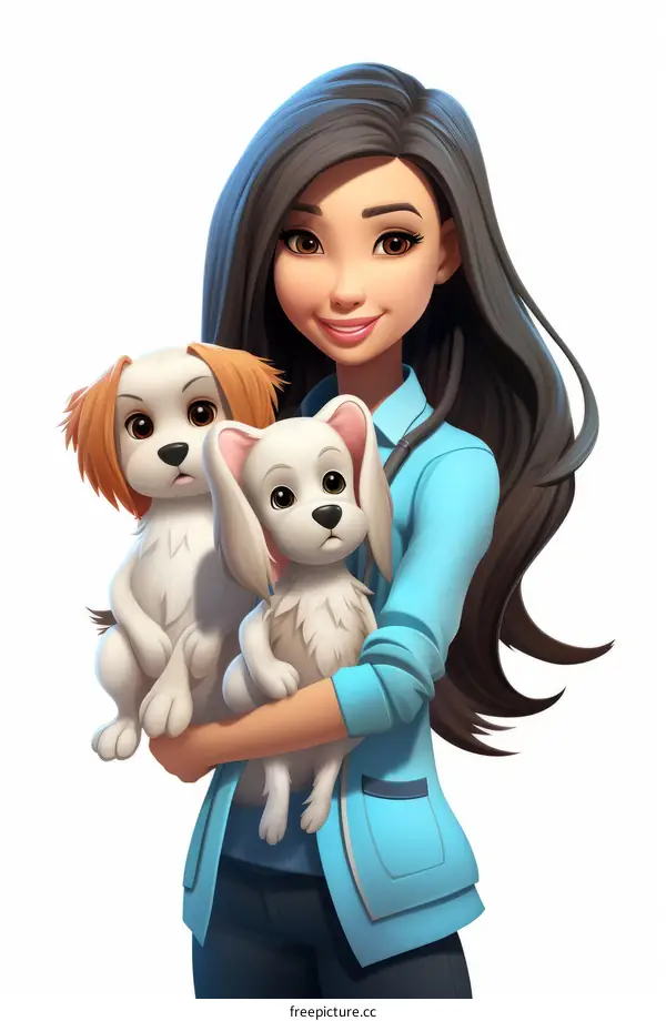 Girl with two dogs