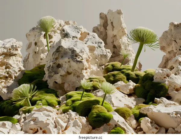 Abstract Minimalist Stone and Moss Background