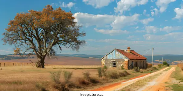 Abandoned Farmhouse and Tree