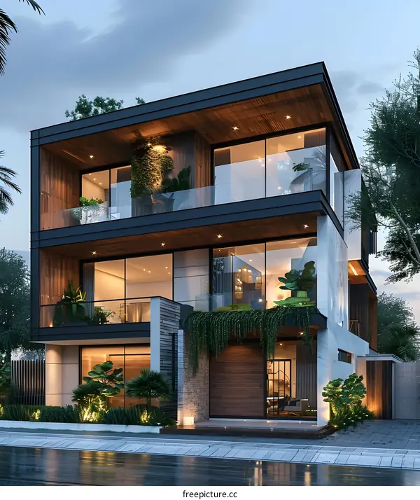 A Modern House with Palm Trees