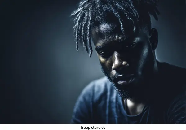 Close-up Portrait of a Serious Black Man