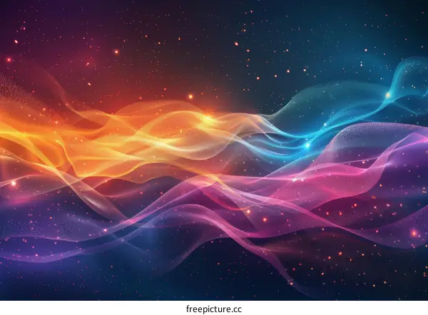 Vivid Colorful Nebulae in Starry Space