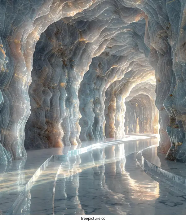 Blue Tunnel of Liquid Light and Stone