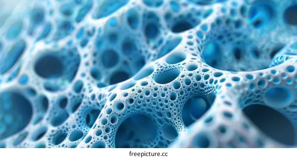 Blue organic structure close up