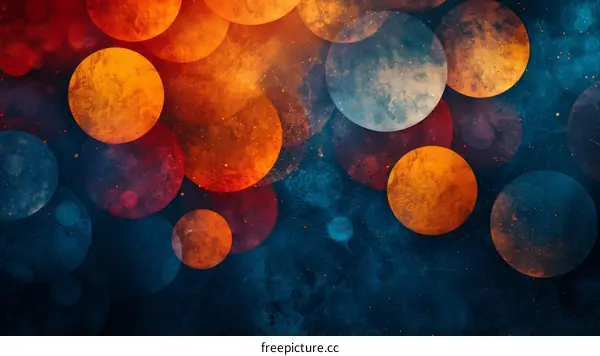 Abstract Circles in Blue, Orange, and Red