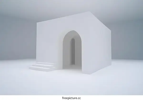 Minimalist White Archway and Steps Design