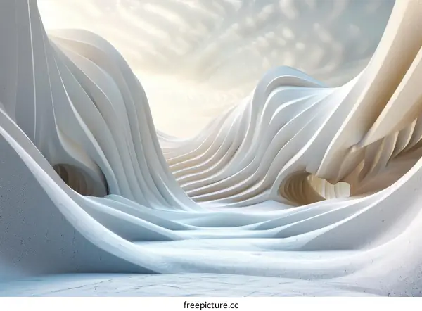 Futuristic white concrete parametric architecture
