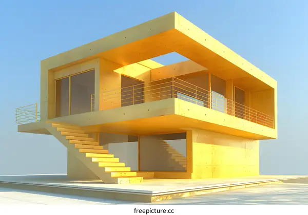 A modern two-story house with a flat roof