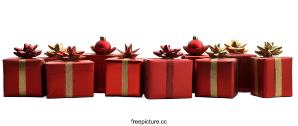 [Transparent Background PNG]Christmas Gift Boxes Arranged in a Row