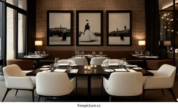 Modern Restaurant Interior with Artwork