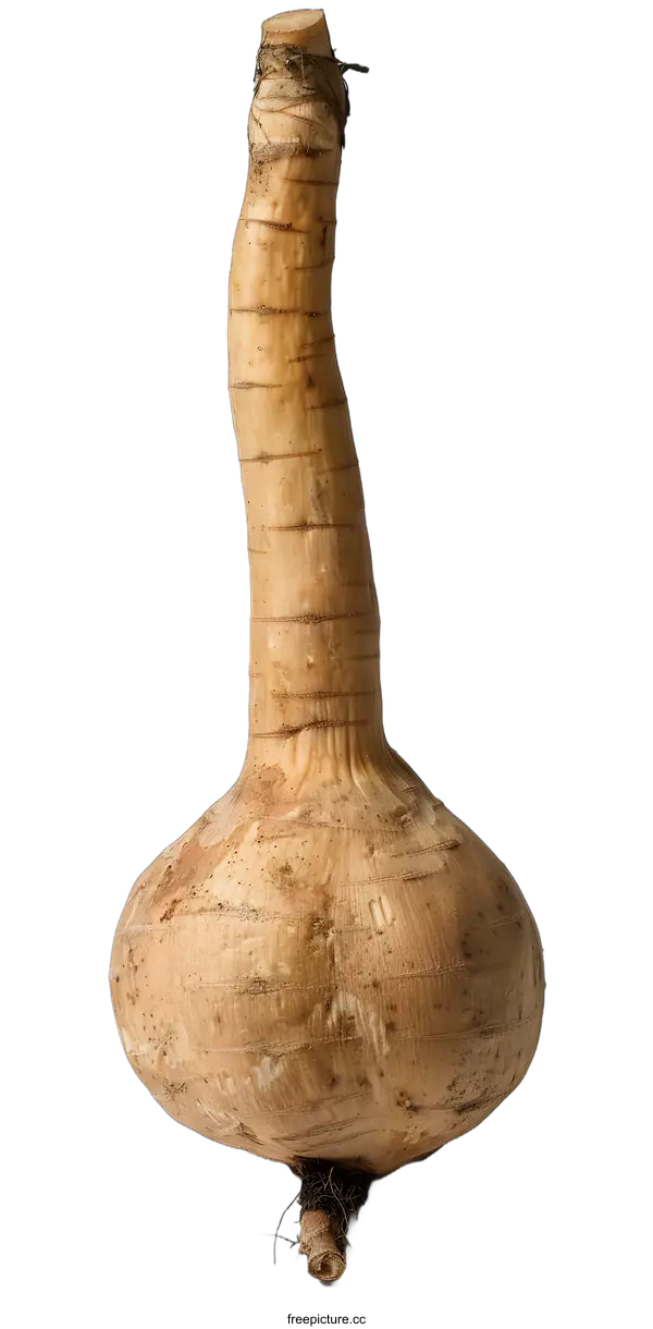 [Transparent Background PNG]Close Up of Single Jicama Root on White Background
