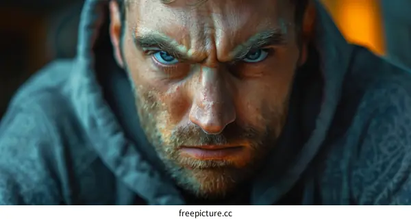 Close Up Portrait of a Serious Caucasian Man