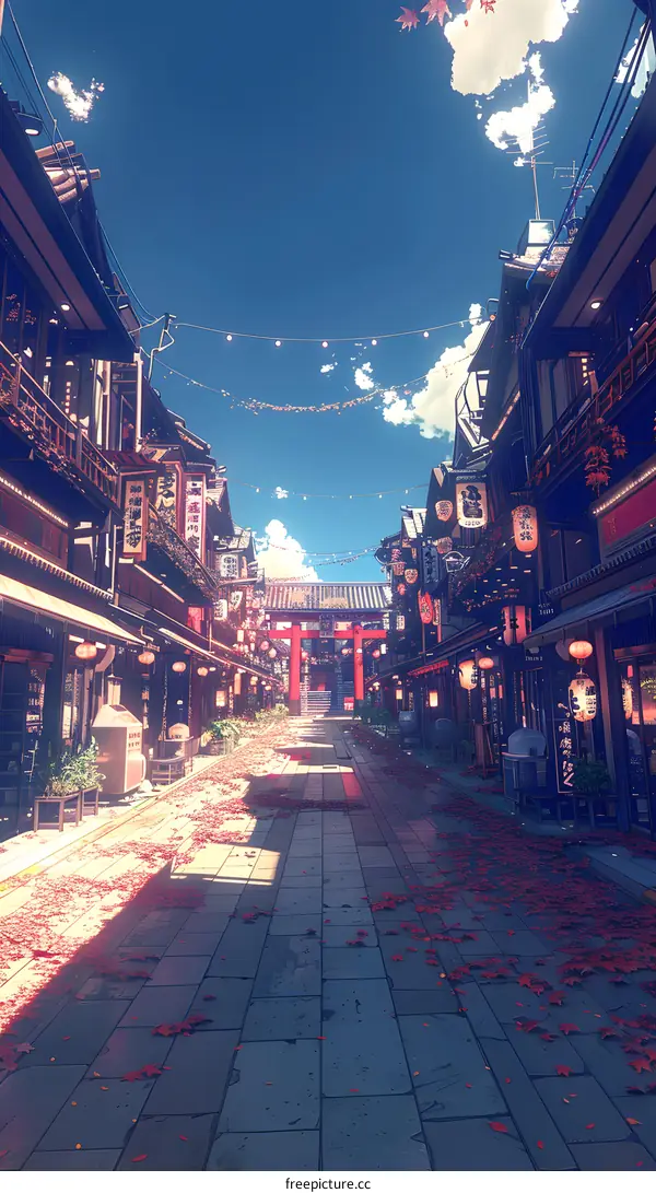 Autumn Leaves on a Japanese Street