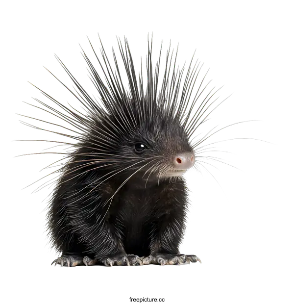 [Transparent Background PNG]Cute Baby Porcupine Sitting on White Background