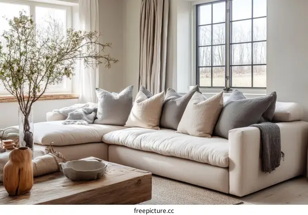 Cozy Living Room with Sectional Sofa and Large Window