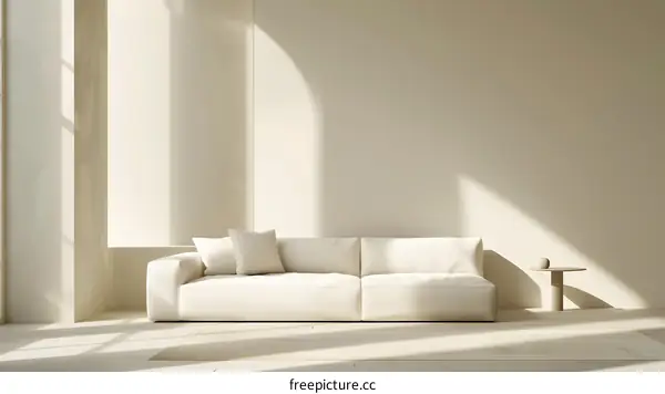 Minimalist Living Room Interior Design with White Sofa