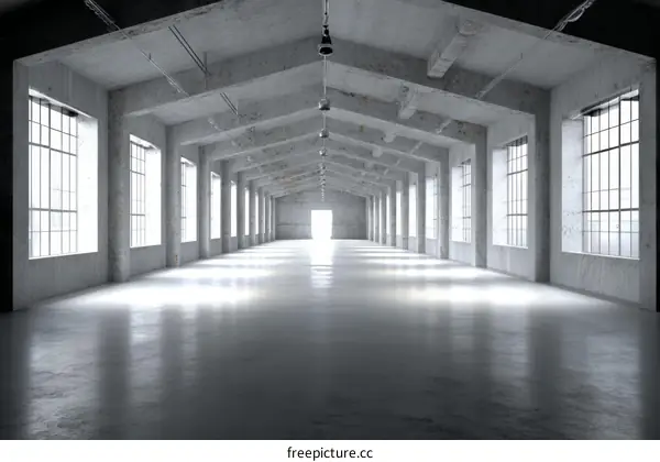 Industrial Style Spacious Concrete Warehouse Interior