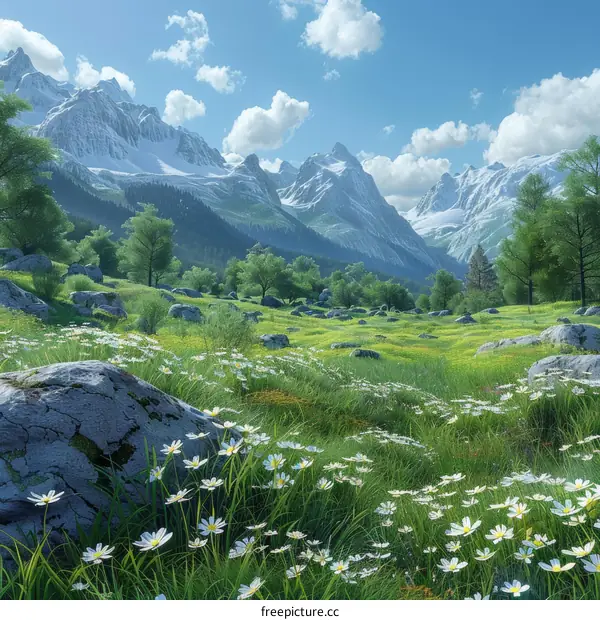 4K Nature Landscape: Mountain Field Flowers Grassland