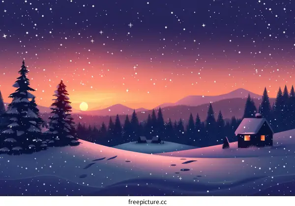 Winter Cabin Escape in a Snowy Landscape