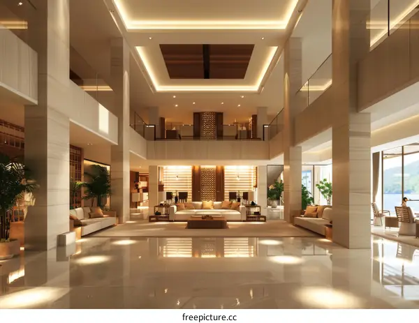 Luxury Hotel Lobby with Modern Interior Architecture