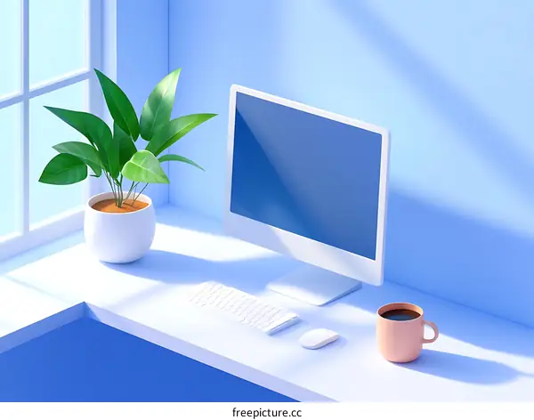Minimalist Modern Workspace Illustration