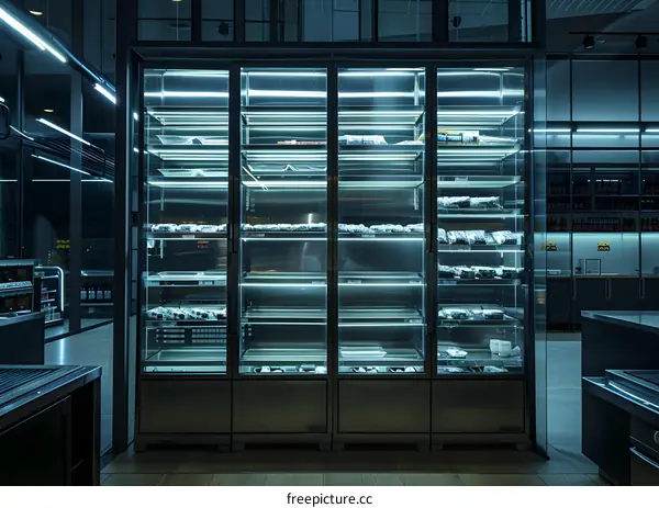 Refrigerator Display of Food Products in a Store