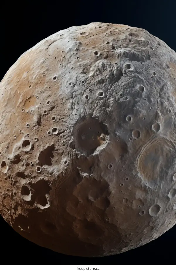 3D Rendering of Ceres, the Largest Asteroid in the Asteroid Belt