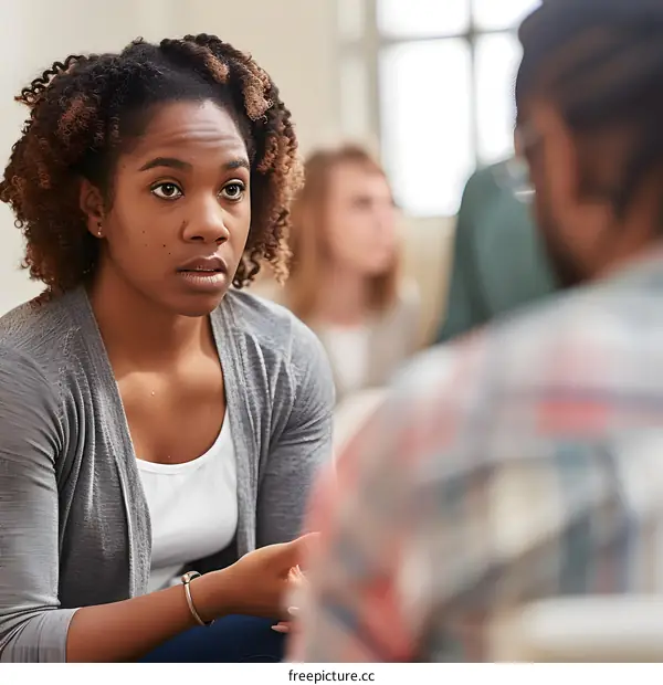 Woman in a Group Therapy Session