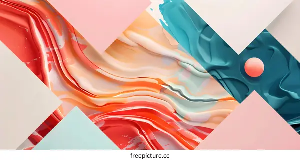 Abstract Colorful Wavy Pattern with Geometric Shapes