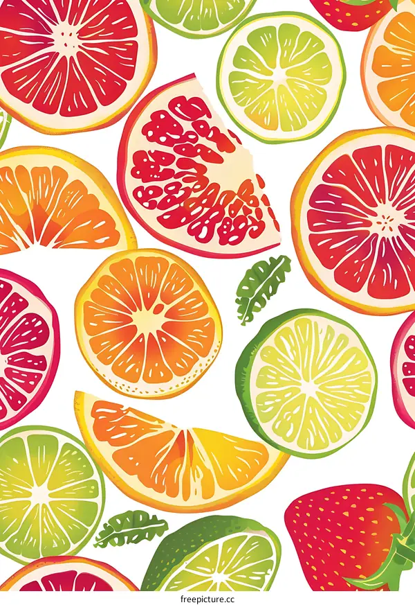 Colorful Fruit Slices Pattern Illustration