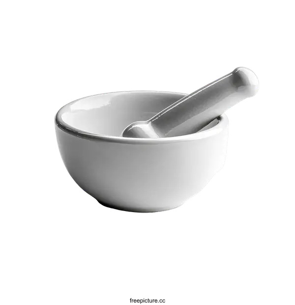 [Transparent Background PNG]White Porcelain Mortar and Pestle