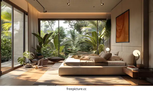 The perfect combination of indoor green plants and modern minimalist style