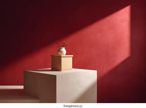 Minimalist Scene with Vase and Geometric Shapes