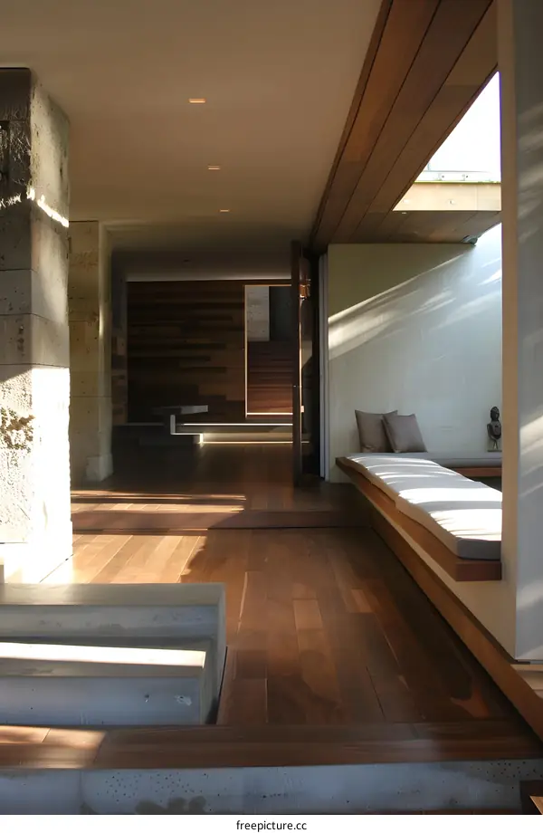 Modern Home Interior Design With Wooden Flooring And Natural Light