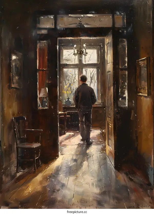 A Man Standing in a Hallway