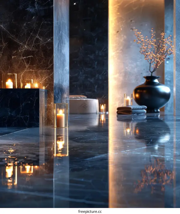 Modern Spa Interior Design with Candlelight
