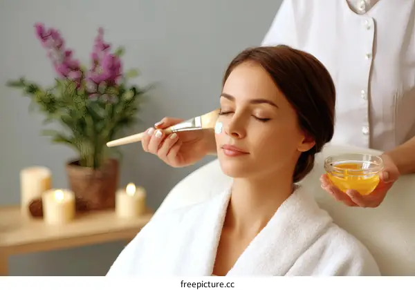 Facial Treatment Spa Session for Caucasian Woman