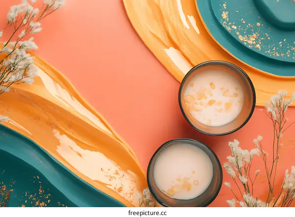 Abstract  Background with Creamy Texture and Golden Glitter