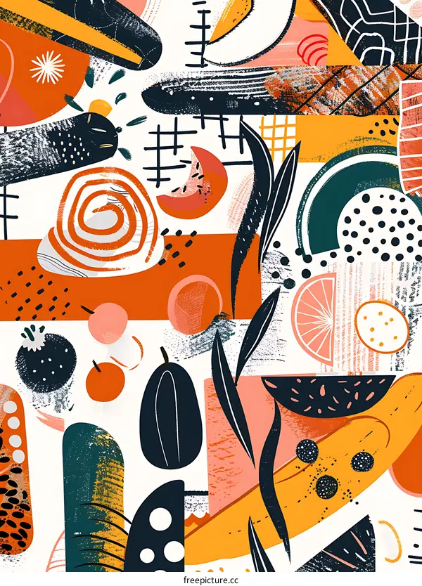Abstract Illustration of Colorful Shapes and Patterns