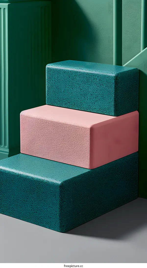 Teal and Pink Steps Abstract Background