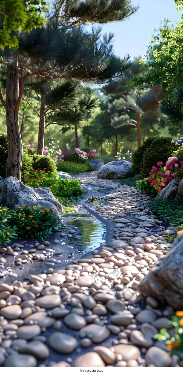 Pebble path in a Zen garden