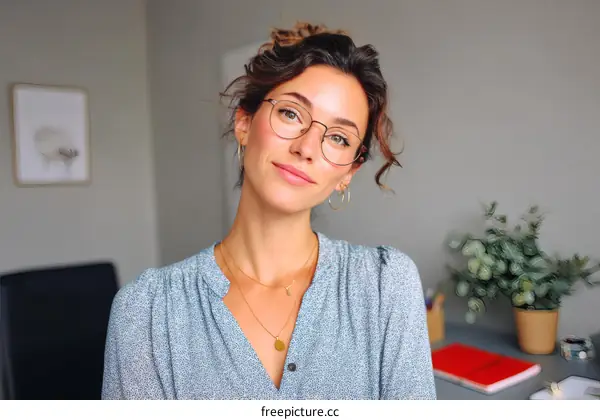 Caucasian Woman in Office Setting Portrait