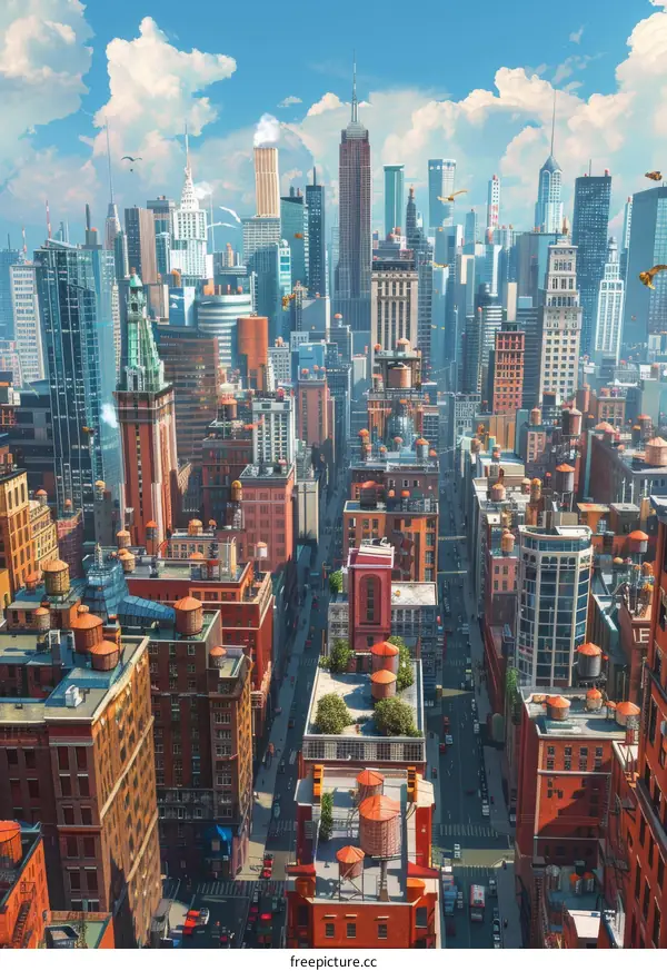 Modern Metropolis: Skyscrapers and Bustling Streets