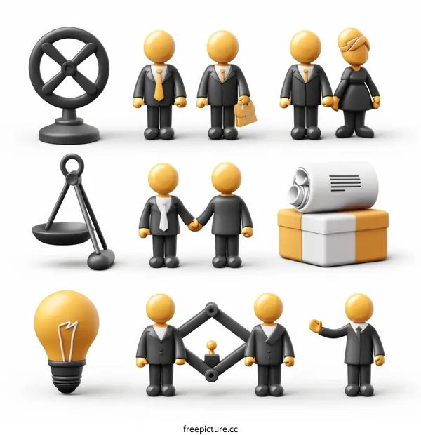 A group of 3D cartoon business people