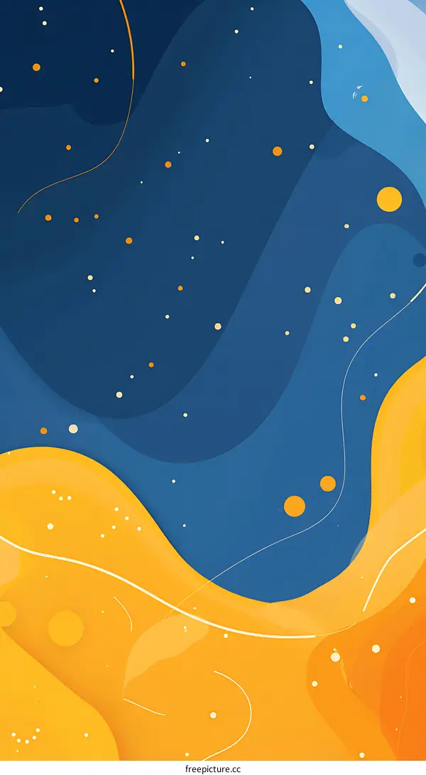 Abstract Yellow and Blue Colors with Waves and Lines