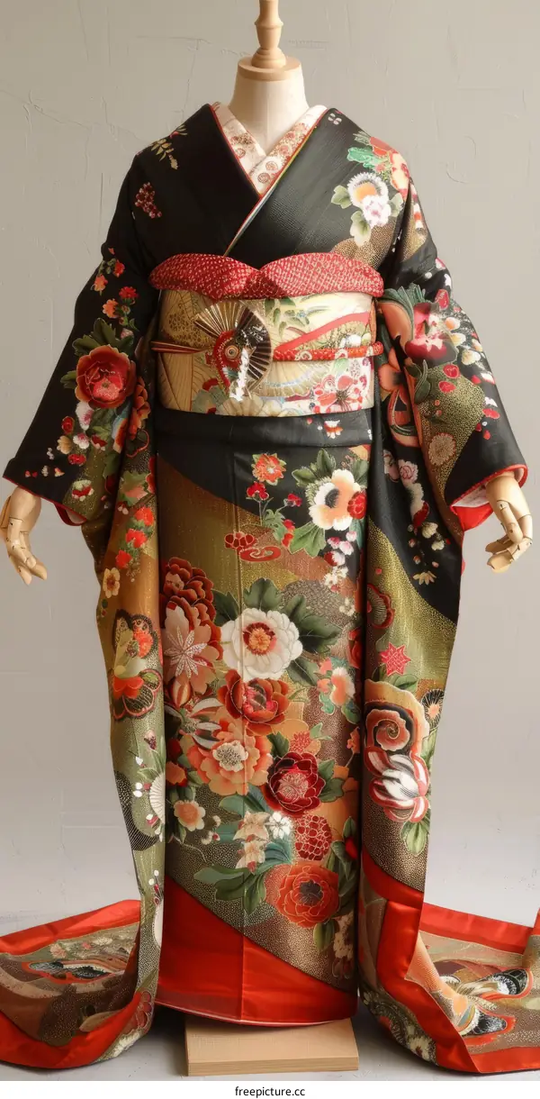A kimono with a floral pattern