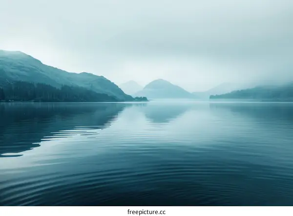 Misty Mountains and Tranquil Lake
